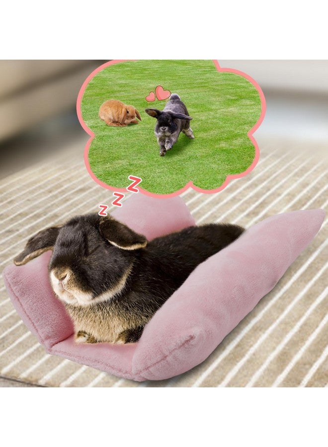 Alphatool Soft Rabbit Bed, 15.7" x 14" Warm Thickened Bunny Concave Bed, Cuddle Cushion Plush Mat with Cotton Lounger Pillows, Small Pet Flop Mat for Cage Sleeping Indoor, Pink - Image 4