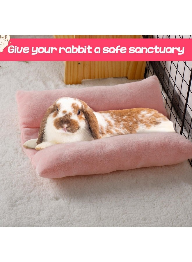 Alphatool Soft Rabbit Bed, 15.7" x 14" Warm Thickened Bunny Concave Bed, Cuddle Cushion Plush Mat with Cotton Lounger Pillows, Small Pet Flop Mat for Cage Sleeping Indoor, Pink - Image 5