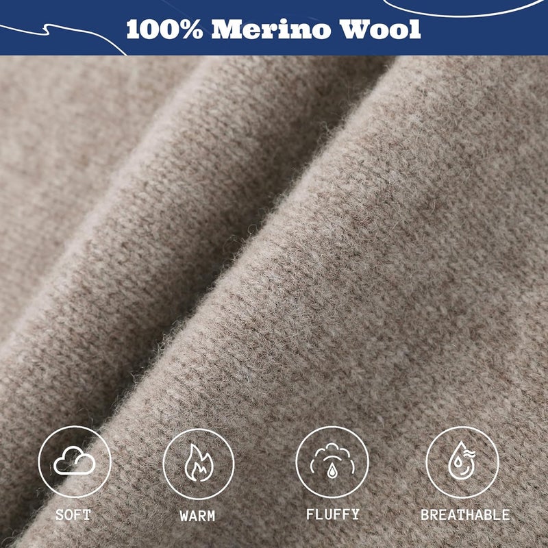 ACUSHLA 100% Merino Wool Balaclava for Women & Men Winter Warm Knit Hooded Scarf Hoodie Hat and Scarf Set in One - Image 5