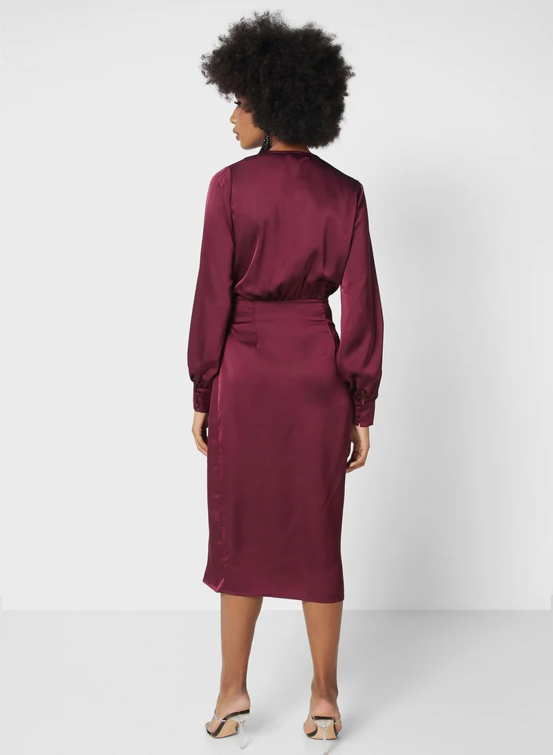 GLAMOROUS Tie Detail Wrap Dress