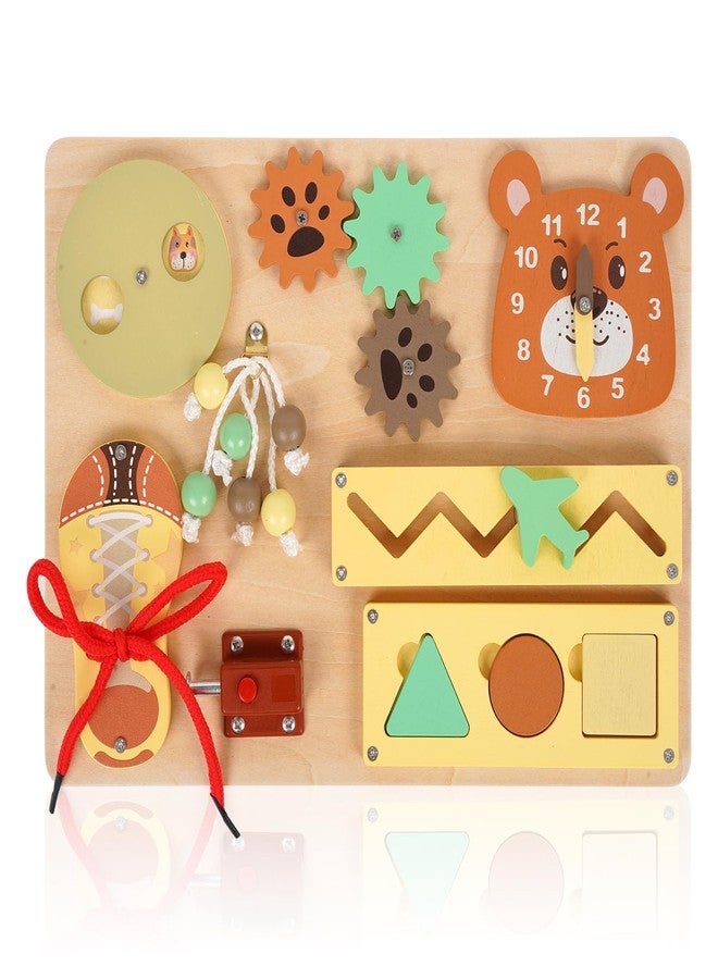 GHOOI Busy Board for Toddlers | Wooden Montessori Toy | Sensory Activity Boards for Fine Motor Skills | Travel Latches Board for 3 Year Old Boys & Girls, Educational Learning Toy - Image 1