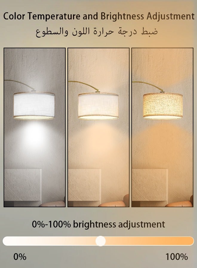 Fullight Modern Arc Floor Lamp, Gold, 185x38 cm, Adjustable Height, App & Remote Control, 3-Level Dimmable, 12W LED, E27, Marble Base, for Living Room, Bedroom, Office - Image 2