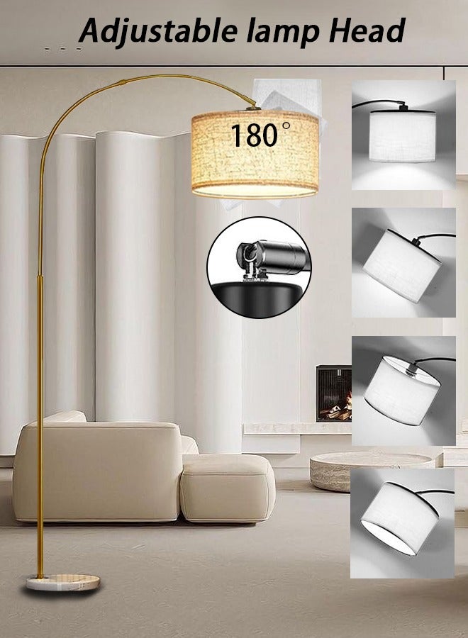 Fullight Modern Arc Floor Lamp, Gold, 185x38 cm, Adjustable Height, App & Remote Control, 3-Level Dimmable, 12W LED, E27, Marble Base, for Living Room, Bedroom, Office - Image 4