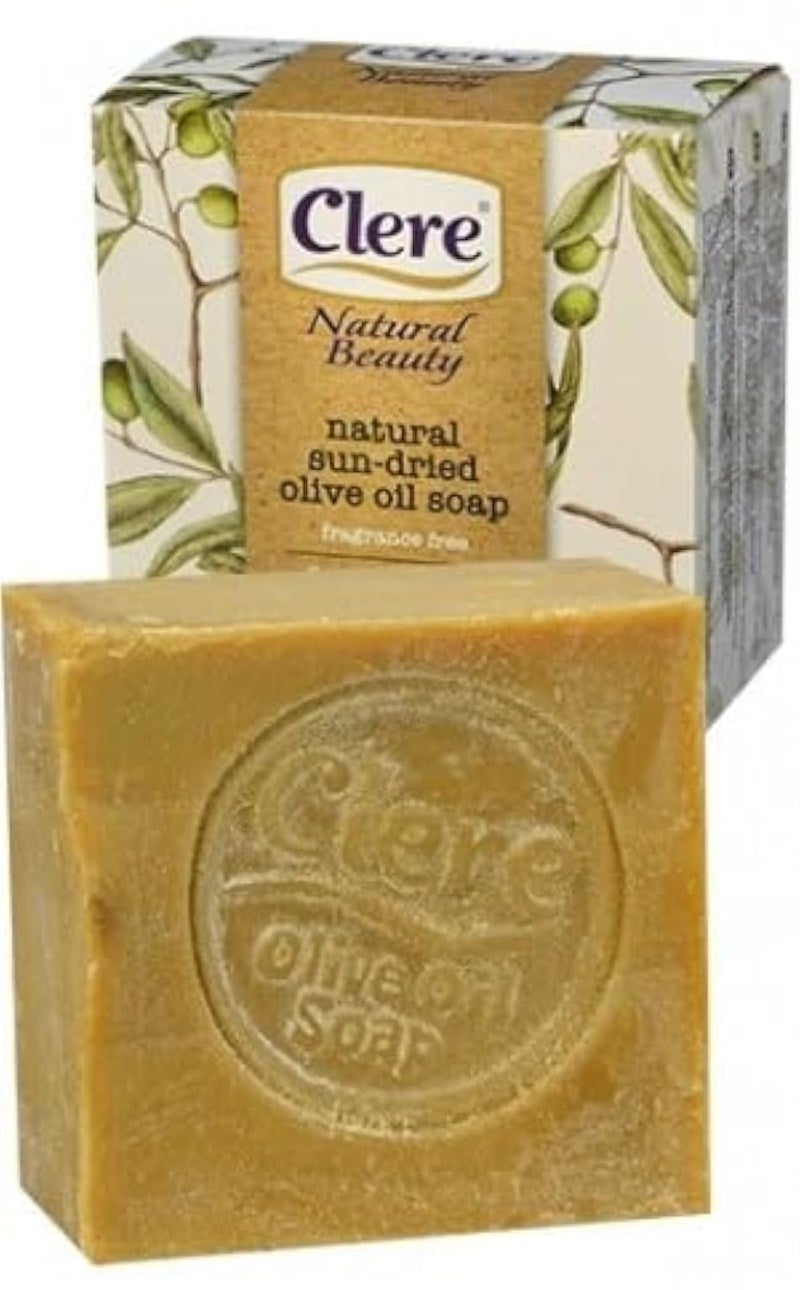 CLERE Natural Olive Oil Soap Bar  Handmade with 100 Natural Ingredients Gentle  FragranceFree 200 Grams