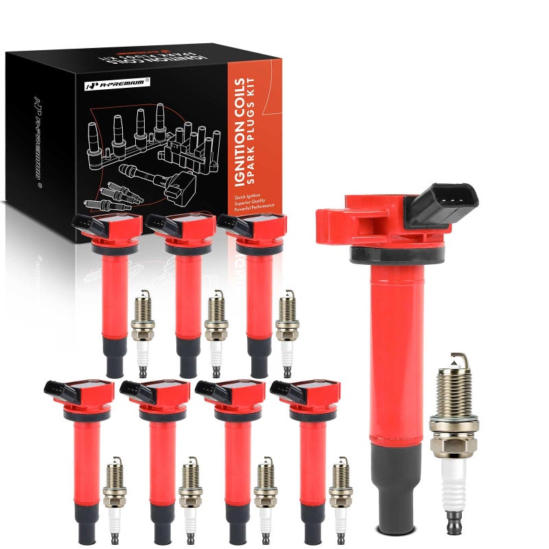 مجموعة APremium من 16 حزمة لفائف الإشعال وشمعات الإشعال إيريديوم متوافقة مع تويوتا تندرا 2000-2009 4Runner 2003-2009 سيكويا 2001-2009 لاند كروزر ليكزس GX470 GS430 LS430 LX470 SC430