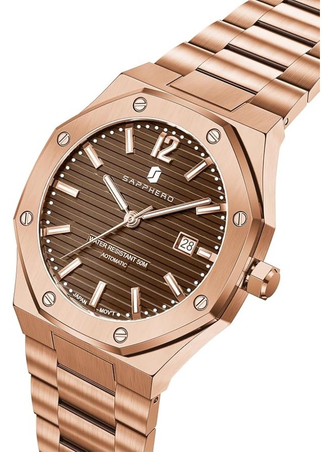 Sapphero Watch Men Automatic Mechanical Watches for Men Date Luxury Analog 50 Meters Waterproof Business Sports Stainless Steel Strap Gifts - Image 3