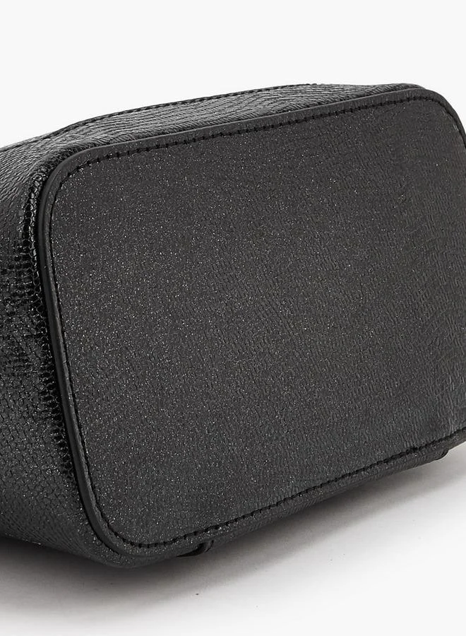 Flora Bella By Shoexpress Textured Satchel Bag with Detachable Strap