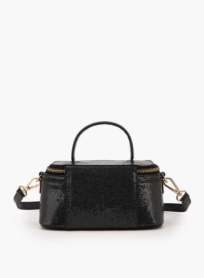 Flora Bella By Shoexpress Textured Satchel Bag with Detachable Strap