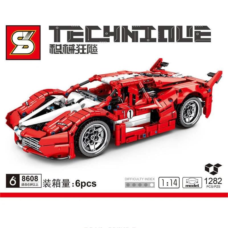 MICROMINI Premium Technique Car Building Set 1:14 Scale|STEM DIY Mechanical Block Kit for Kids 6+|Rare Collectors Edition|Parent-Child Bonding Activity|No Restock (Ferrari FXX K 1282 Pcs) - Image 4