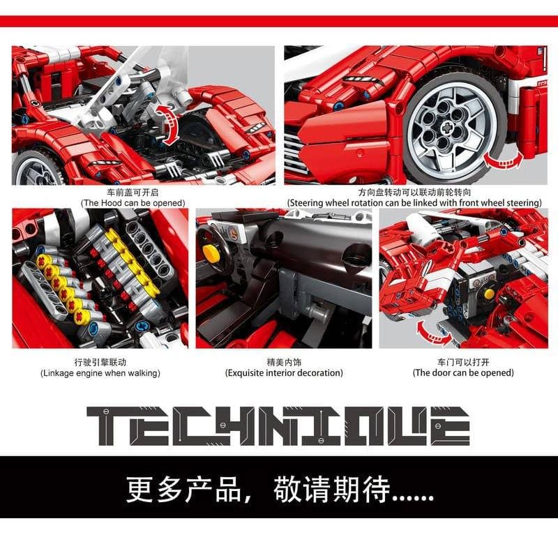 MICROMINI Premium Technique Car Building Set 1:14 Scale|STEM DIY Mechanical Block Kit for Kids 6+|Rare Collectors Edition|Parent-Child Bonding Activity|No Restock (Ferrari FXX K 1282 Pcs) - Image 5