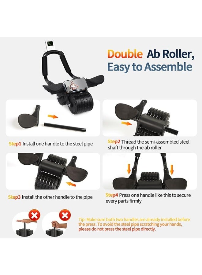 DUNISO عجلة تمارين البطن، عجلة تمارين البطن مع دعم للكوع، عجلة تمارين البطن مع مؤقت، قوية ومتينة، لتمارين البطن الفعالة - Image 2