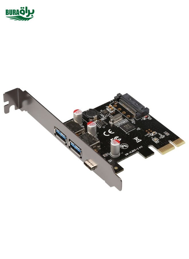 BURAQ USB 3.1 Type-C PCIe to Type-C and Type A 3.0 Expansion Card USB PCI Express Riser Card  - Image 1