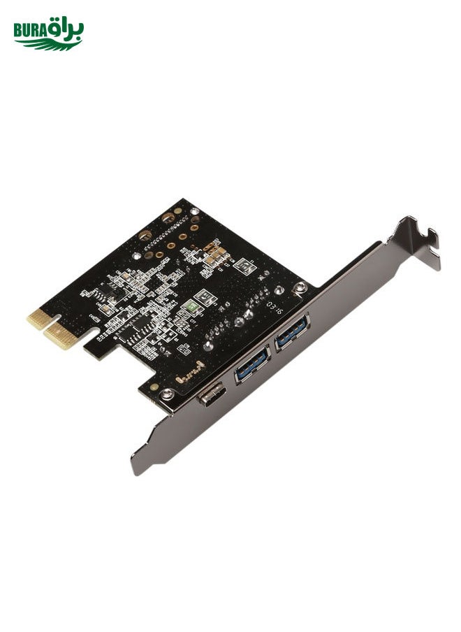 BURAQ USB 3.1 Type-C PCIe to Type-C and Type A 3.0 Expansion Card USB PCI Express Riser Card  - Image 2