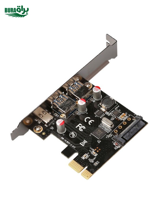 BURAQ USB 3.1 Type-C PCIe to Type-C and Type A 3.0 Expansion Card USB PCI Express Riser Card  - Image 3
