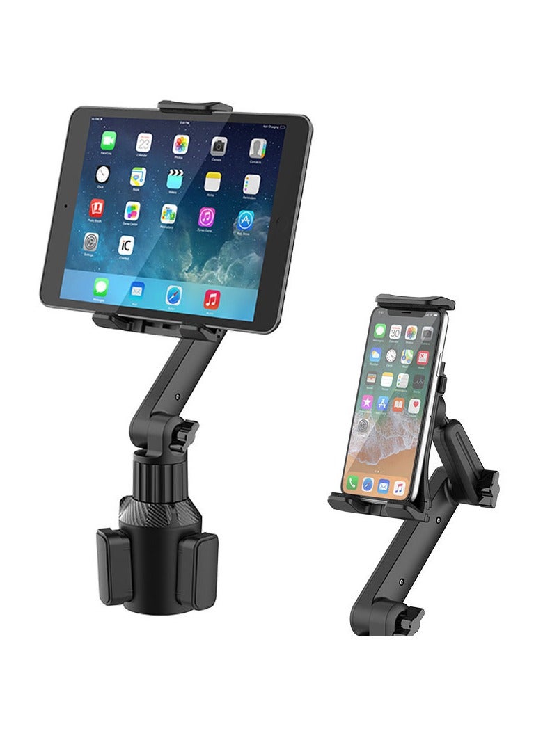 Cup Holder Car Tablet Mount, Universal 360° Rotation Adjustable Long Arm Holder Stand for iPad Pro 12.9/11/10.5/9.7/Air/Mini 6/5/4, Samsung Galaxy Tab/Z Fold 6/5,  4.7-12.9" Tab & Phone  - Image 1
