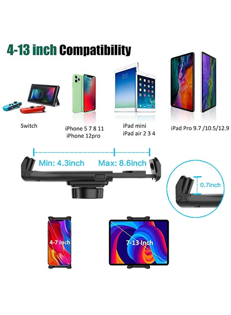 Cup Holder Car Tablet Mount, Universal 360° Rotation Adjustable Long Arm Holder Stand for iPad Pro 12.9/11/10.5/9.7/Air/Mini 6/5/4, Samsung Galaxy Tab/Z Fold 6/5,  4.7-12.9" Tab & Phone  - Image 2