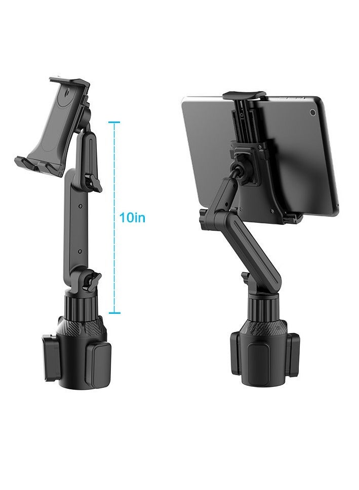 Cup Holder Car Tablet Mount, Universal 360° Rotation Adjustable Long Arm Holder Stand for iPad Pro 12.9/11/10.5/9.7/Air/Mini 6/5/4, Samsung Galaxy Tab/Z Fold 6/5,  4.7-12.9" Tab & Phone  - Image 3
