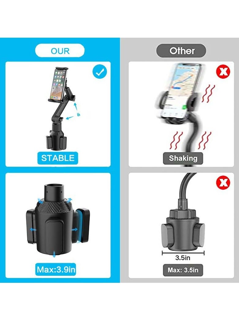 Cup Holder Car Tablet Mount, Universal 360° Rotation Adjustable Long Arm Holder Stand for iPad Pro 12.9/11/10.5/9.7/Air/Mini 6/5/4, Samsung Galaxy Tab/Z Fold 6/5,  4.7-12.9" Tab & Phone  - Image 4