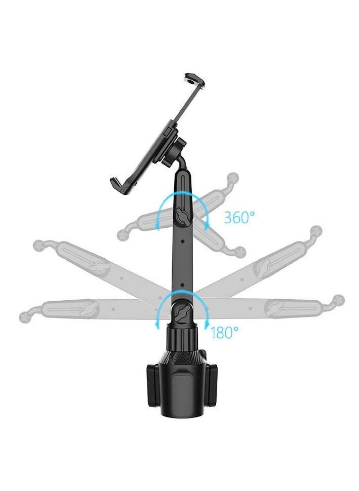 Cup Holder Car Tablet Mount, Universal 360° Rotation Adjustable Long Arm Holder Stand for iPad Pro 12.9/11/10.5/9.7/Air/Mini 6/5/4, Samsung Galaxy Tab/Z Fold 6/5,  4.7-12.9" Tab & Phone  - Image 5