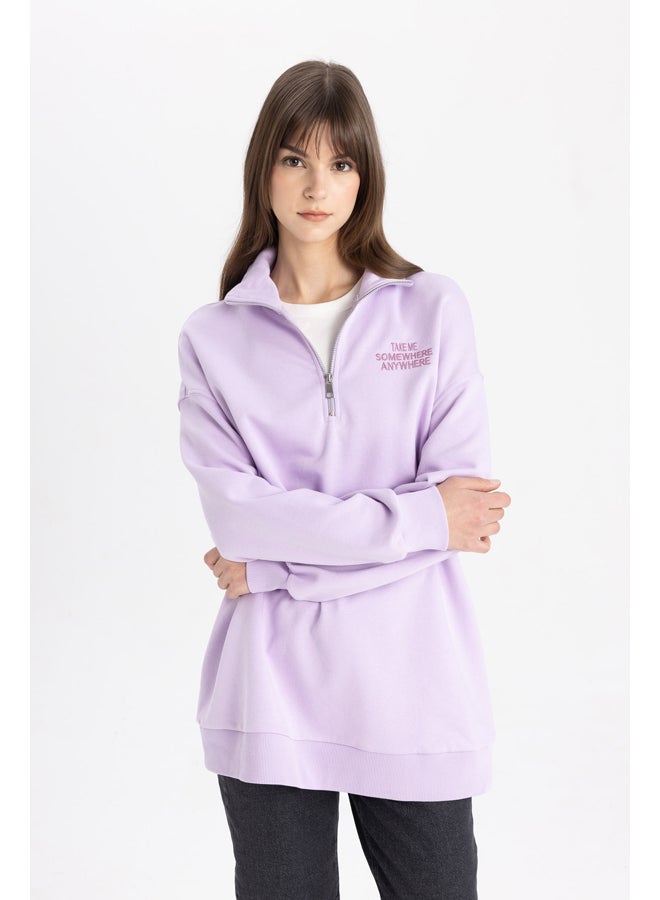 DeFacto Woman Regular Fit Polo Neck Long Sleeve Knitted Sweat Tunic - Image 3