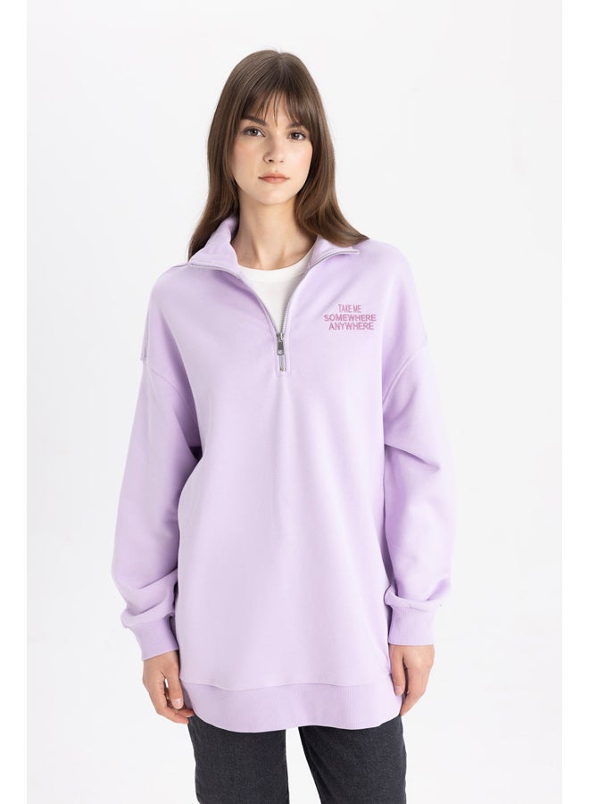 DeFacto Woman Regular Fit Polo Neck Long Sleeve Knitted Sweat Tunic - Image 4