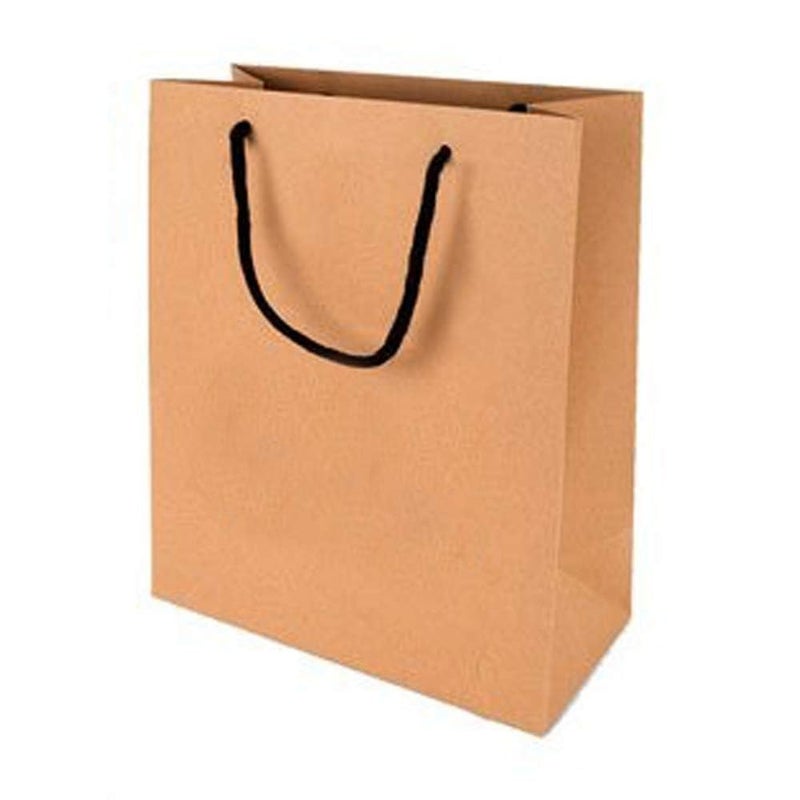Amit Marketing Plain Brown Paper Bag with Braided Cotton Handle - 150 GSM Virgin Kraft Paper Carry Bags I Disposable, Eco-Friendly I for Return Gifts Shopping Grocery Parcel Take Out - L9xW6.5xH10Inch (50 Pcs) - Image 5