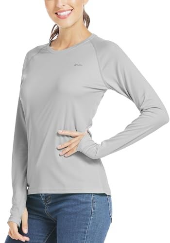 Willit قميص حماية من الشمس للنساء UPF 50+ من ويليت بأكمام طويلة SPF UV قميص واقي من الطفح الجلدي للسباحة والمشي وصيد السمك خفيف الوزن رمادي M - Image 2