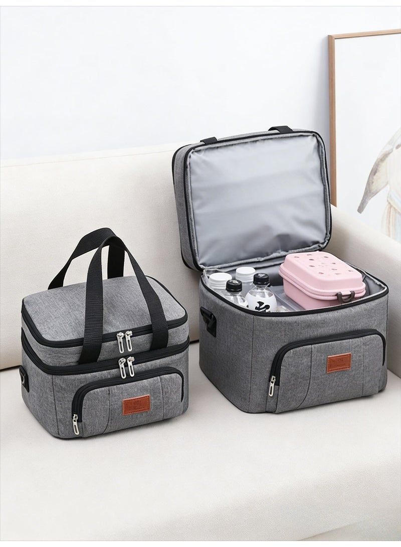 CKIKH insulated lunch bag, large capacity tote bag, leak-proof design, with adjustable shoulder strap, reusable. Suitable for students, men and women, outdoor activities, office and picnic use. - Image 5