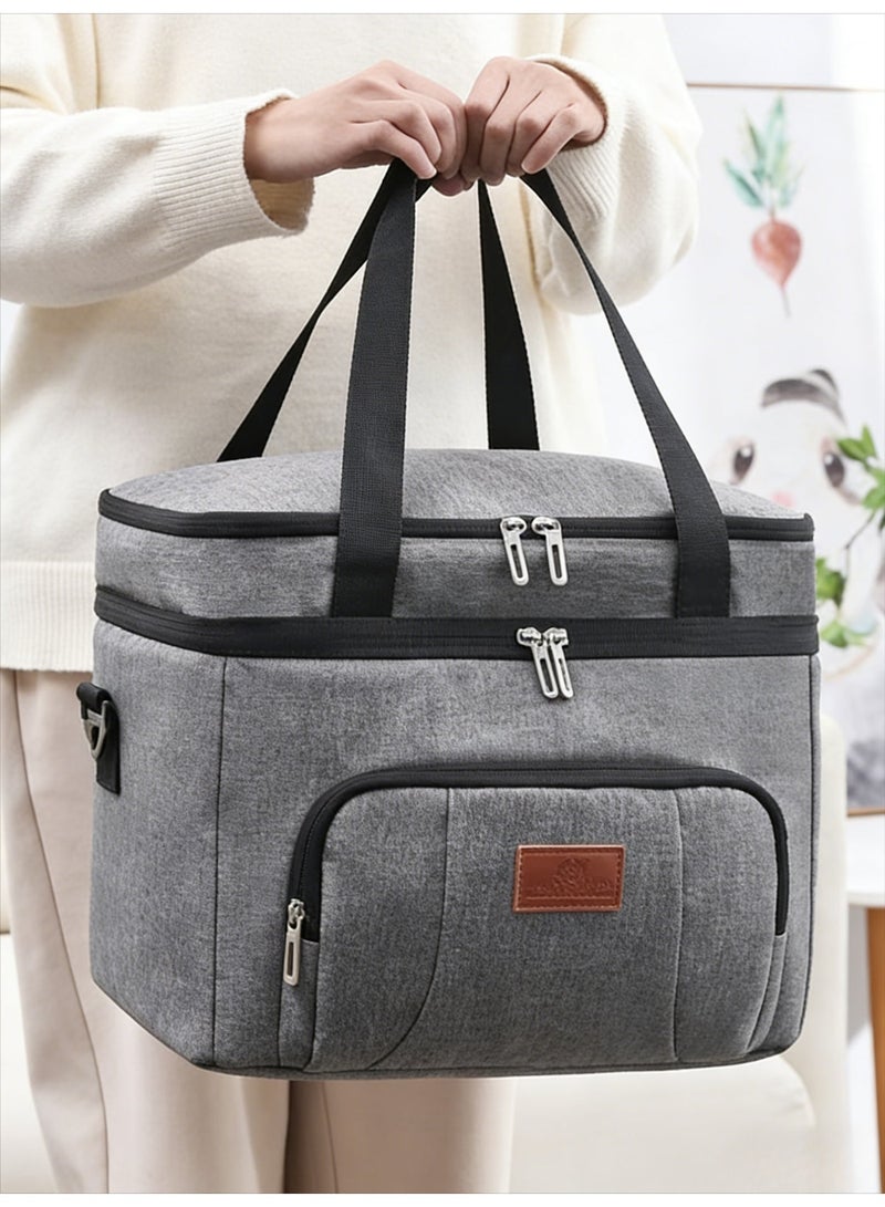 CKIKH insulated lunch bag, large capacity tote bag, leak-proof design, with adjustable shoulder strap, reusable. Suitable for students, men and women, outdoor activities, office and picnic use. - Image 4