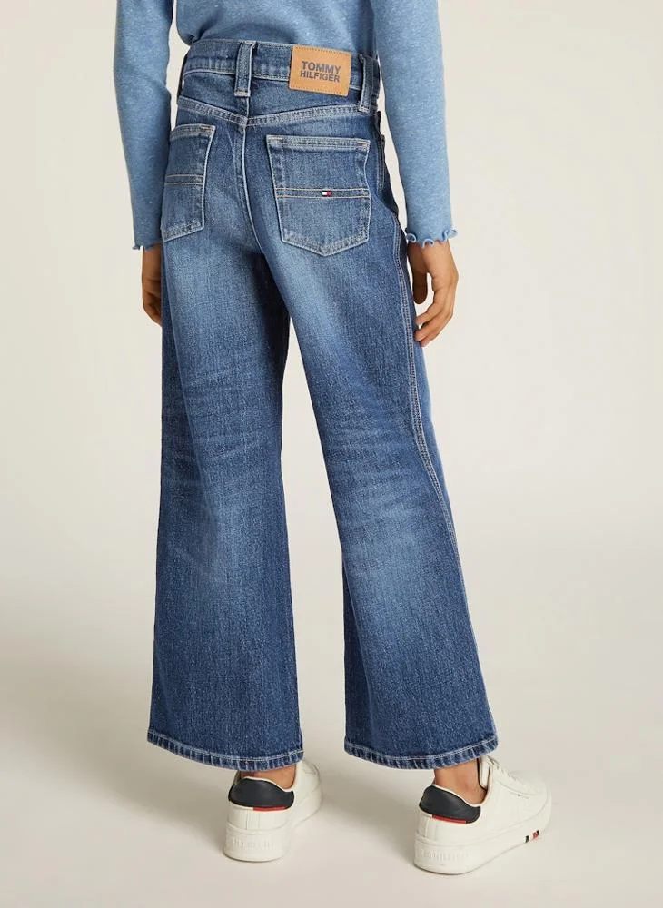 تومي هيلفيغر Youth Mabel Relaxed Fit Mid Raise Washed Jeans