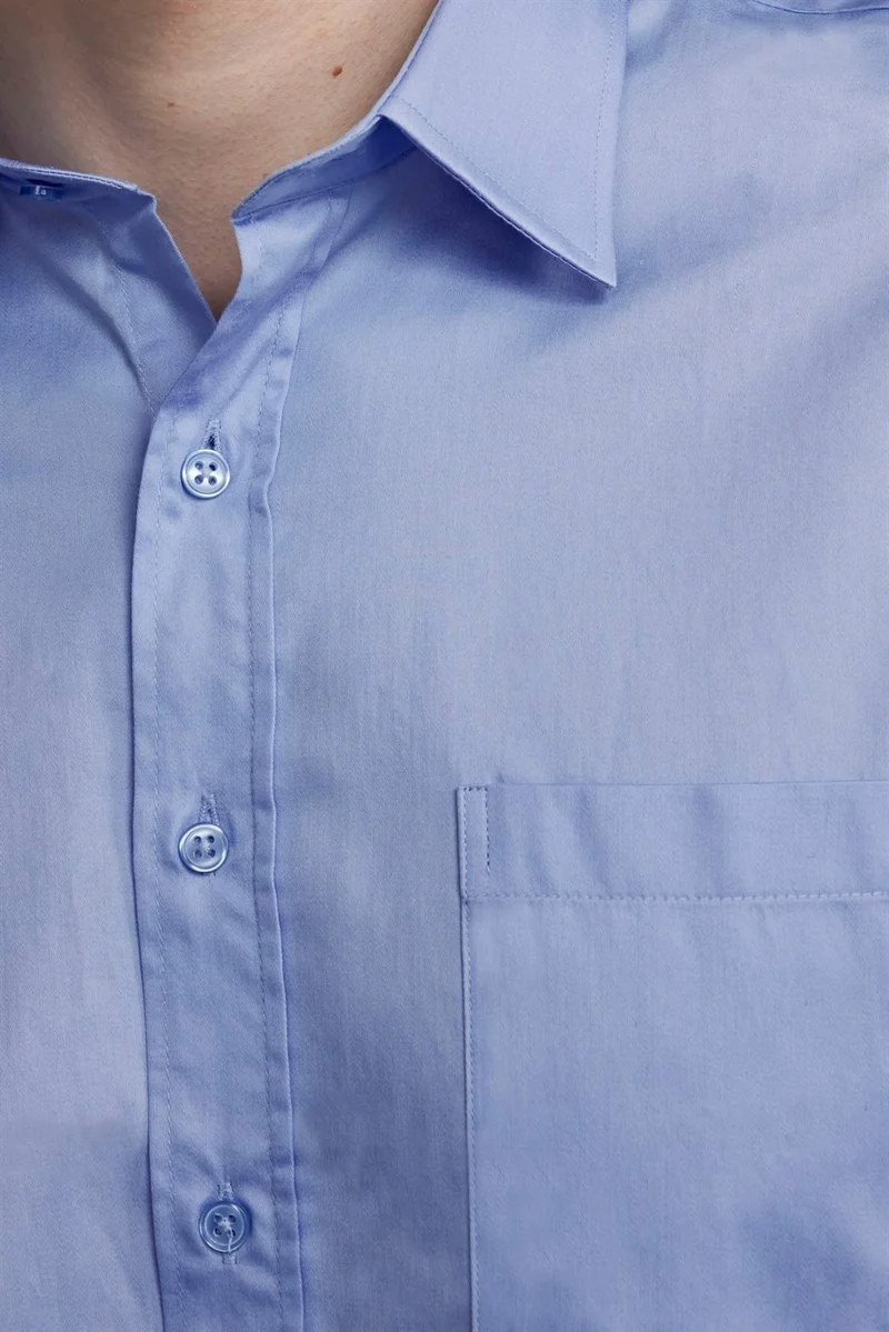 تودورس Classic Fit Cotton Satin Men's Blue Shirt