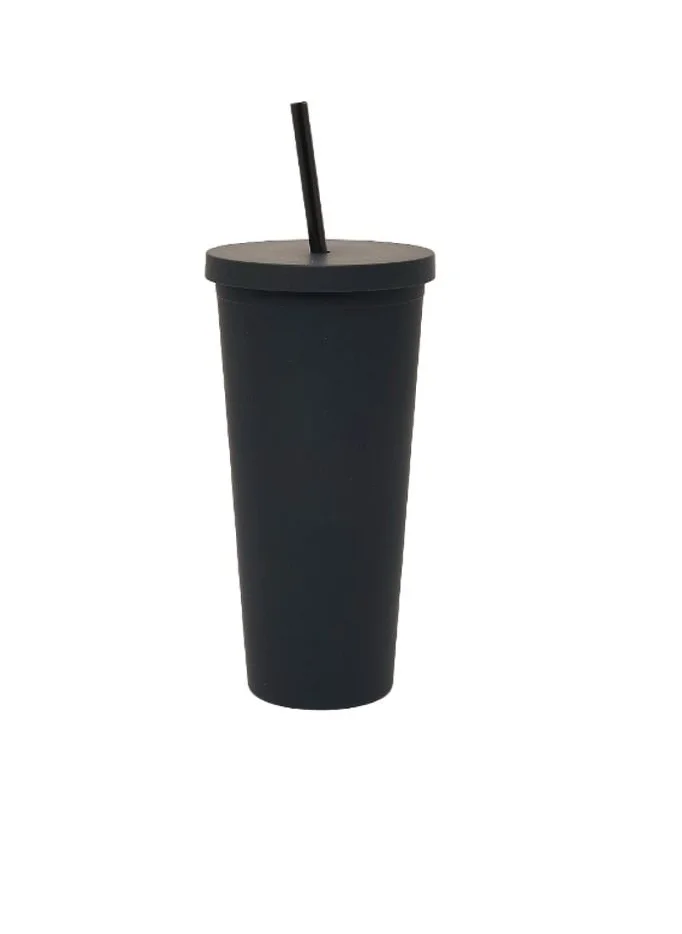 Prickly Pear Black Water Bottle With Straw