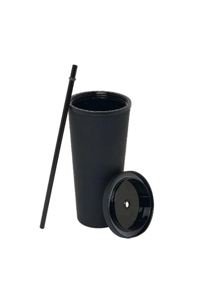 Prickly Pear Black Water Bottle With Straw