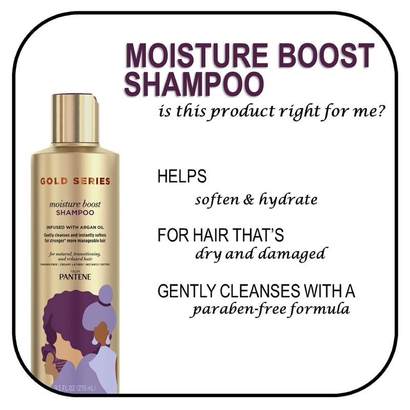 Pantene ProV Gold Series Boost, Moisture Shampoo, 9.1 Fl Oz - Image 3