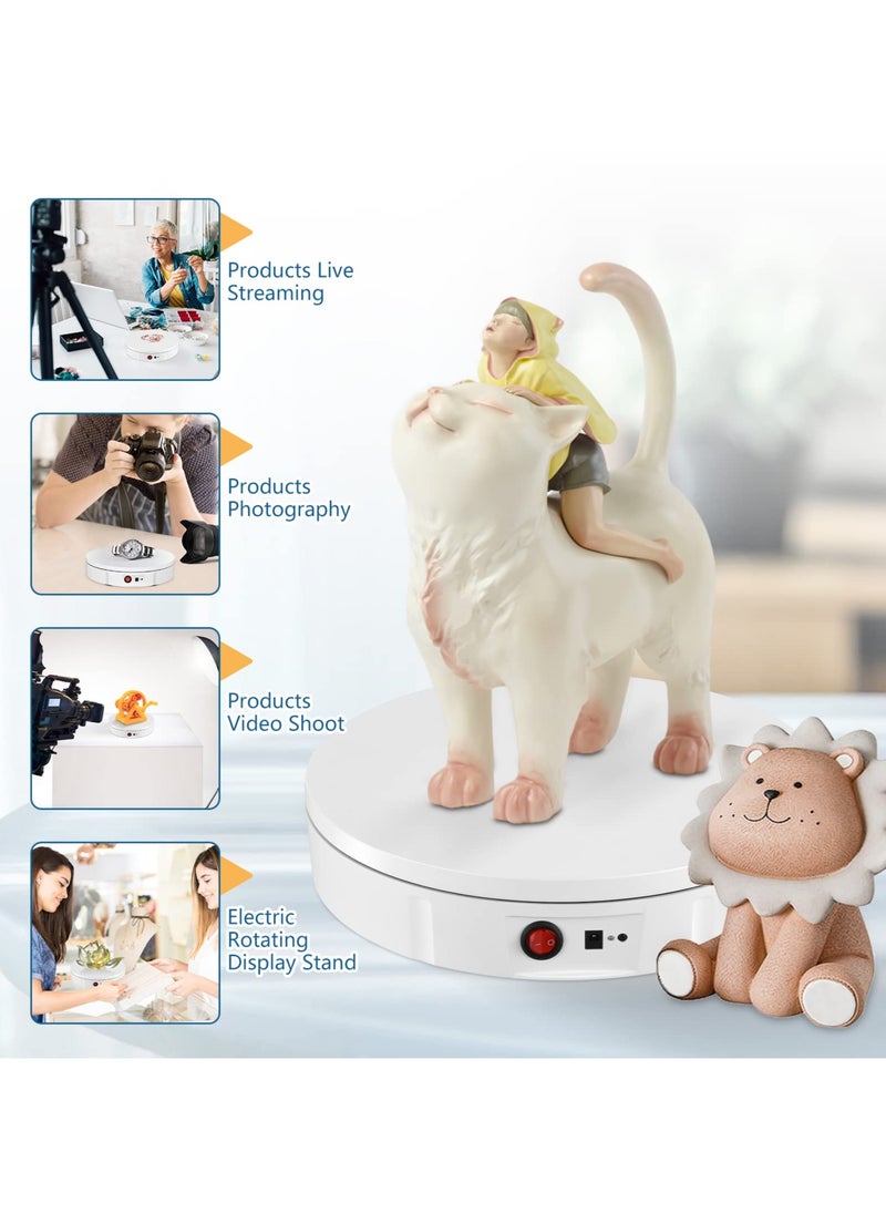 Excefore - Rotating Display Stand, 30cm Chargable Motorized Display Turntable, 100KG Load Ultra-Quiet 360° Electric Rotating Platform, Speed, Angle and Direction Adjustable for Display Jewelry and Model (White) - Image 1