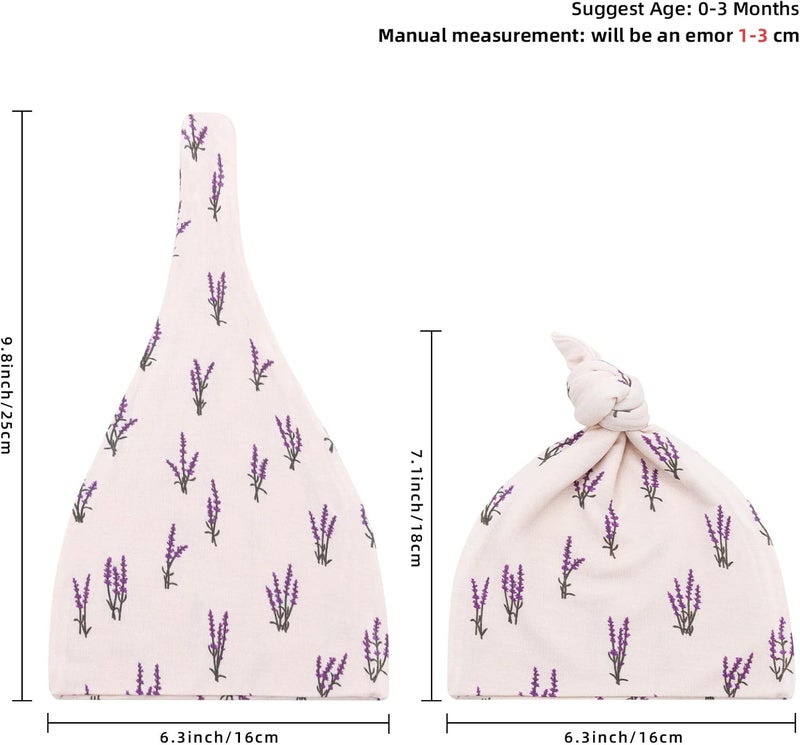 LifeTree Muslin Swaddle Blankets Muslin Baby Boy Swaddle Blanket Headband and Hat Set with Birth Announcement Card Newborn Unisex Receiving Organic Cotton Blankets Lavender Pattern - Image 3