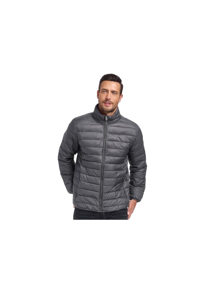 SPOSULEI Mens Puffer Down Jacket Quilted Winter Insulated Packable Jackets Coats Lightweight Water Repellent Outdoor Warm Ski Snow Jacket Outerwear DarkGrey L - Image 3