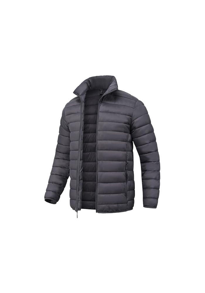 SPOSULEI Mens Puffer Down Jacket Quilted Winter Insulated Packable Jackets Coats Lightweight Water Repellent Outdoor Warm Ski Snow Jacket Outerwear DarkGrey L - Image 1