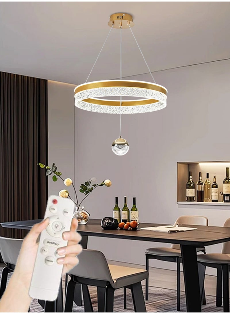 A fashionable LED pendant light with a circular light ring, adjustable in height, available in three colors of light, suitable for use as a pendant light in bedrooms, living rooms, dining rooms and family rooms. - Image 1