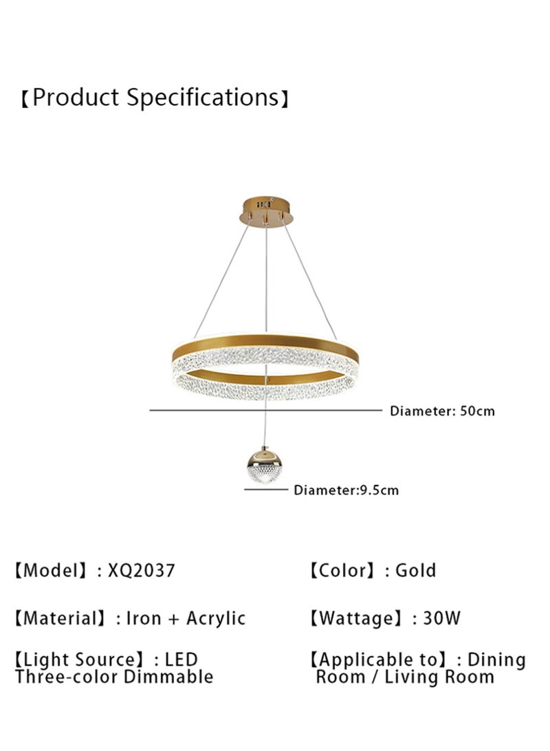 A fashionable LED pendant light with a circular light ring, adjustable in height, available in three colors of light, suitable for use as a pendant light in bedrooms, living rooms, dining rooms and family rooms. - Image 3