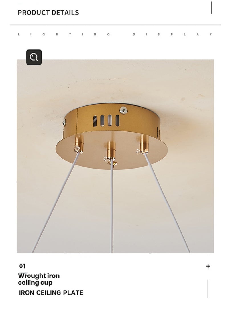 A fashionable LED pendant light with a circular light ring, adjustable in height, available in three colors of light, suitable for use as a pendant light in bedrooms, living rooms, dining rooms and family rooms. - Image 4