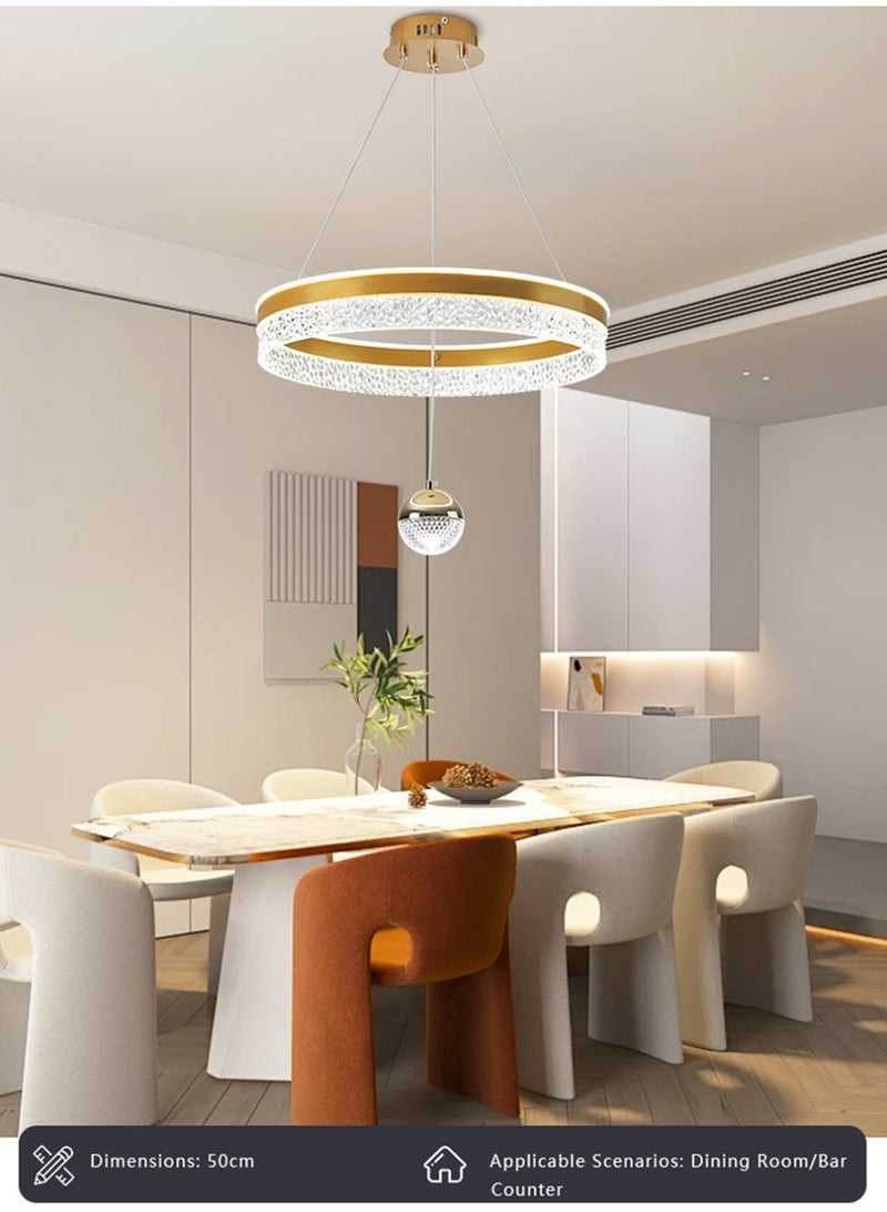 A fashionable LED pendant light with a circular light ring, adjustable in height, available in three colors of light, suitable for use as a pendant light in bedrooms, living rooms, dining rooms and family rooms. - Image 5