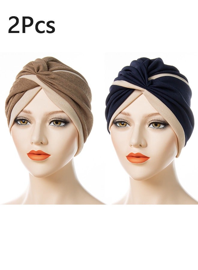 أخبار 2 أجهزة الكمبيوتر المسلمة الحجاب الحجاب الفوري للنساء جبين ملون يتقاطع مع عمامة أزياء القطن الإسلامي للنساء والبنات - Image 1