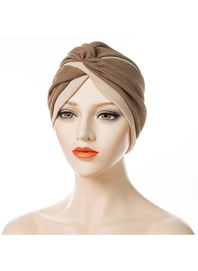 أخبار 2 أجهزة الكمبيوتر المسلمة الحجاب الحجاب الفوري للنساء جبين ملون يتقاطع مع عمامة أزياء القطن الإسلامي للنساء والبنات - Image 2