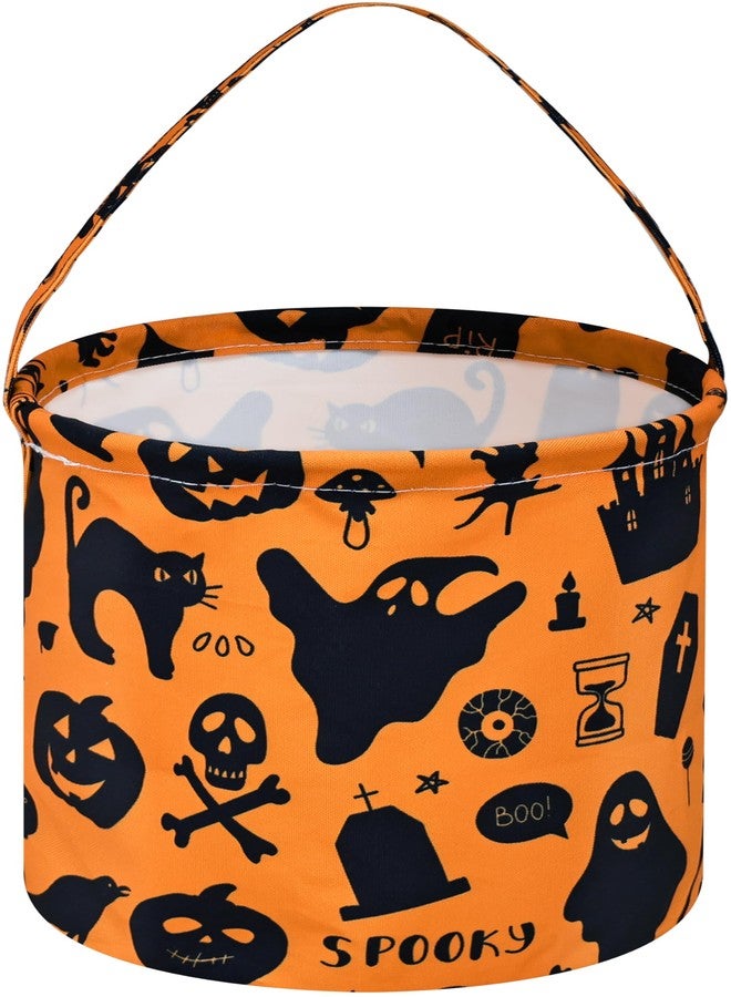 VAIVUSTO Halloween Pumpkin Ghost Handheld Basket Trick or Treat Bag Candy Tote Buckets Reusable Canvas Basket Best Halloween Party Gifts for Kids Party - Image 1