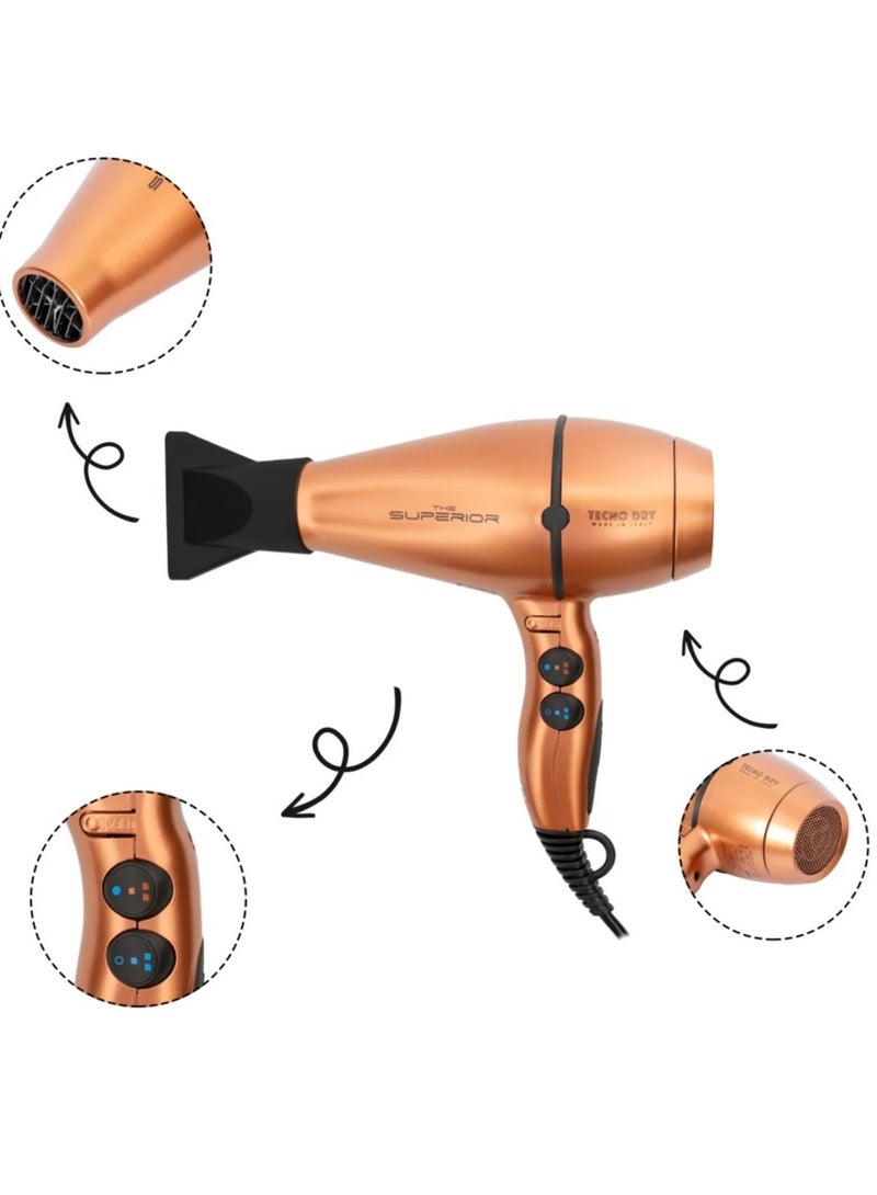 تكنو دراي  مجفف شعر ايطالي من تيكنو دراي لون برتقالي 6000 - Image 2