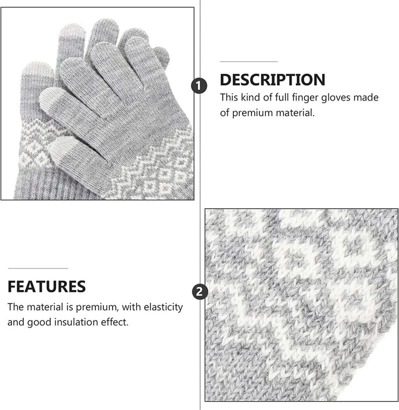 Luckam Women's Winter Touch Screen Gloves, Warm Fleece Lined Knit Gloves Elastic Cuff Winter Texting Gloves, Unisex Winter Warm Windproof Solid Color Knitted Mittens, Gloves with Touchscreen Fingers (Grey) - Image 4