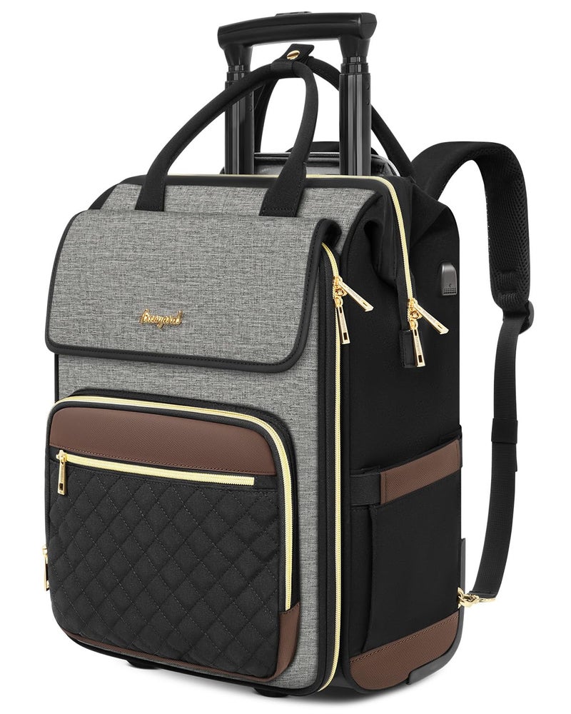 Arcoyard Rolling Backpack for Women, Travel Rolling Laptop Backpack with Wheels, Vertical & Horizontal Storage 2 In 1, Flip-Top Design, Water-Resistant Overnight College Underseat Carry on Luggage, Dark Gray - Image 1