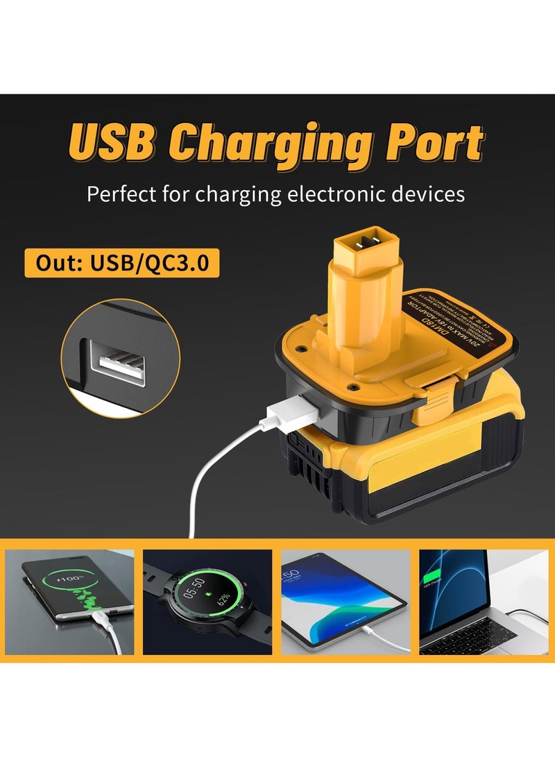 DM18D Converter for DeWalt 18V to 20V Battery Adapter with USB Port for Dewalt 18V Tools, Converts Dewalt 20V or Milwaukee M18 18V Batteries to Dewalt 18V Battery Adapter - Image 3