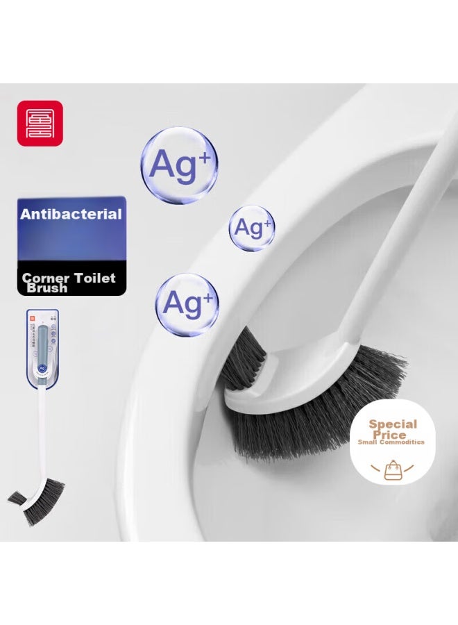 Foojo Toilet Brush, Antibacterial Double-headed Cleaning Brush, White, Single Pack - Image 1